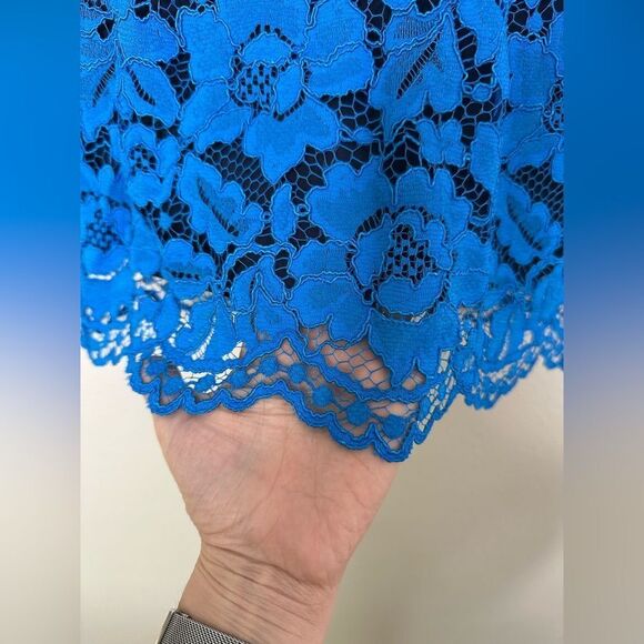 Sandro Mid Length Lace Skirt Blue Sz 1 - Picture 2 of 8